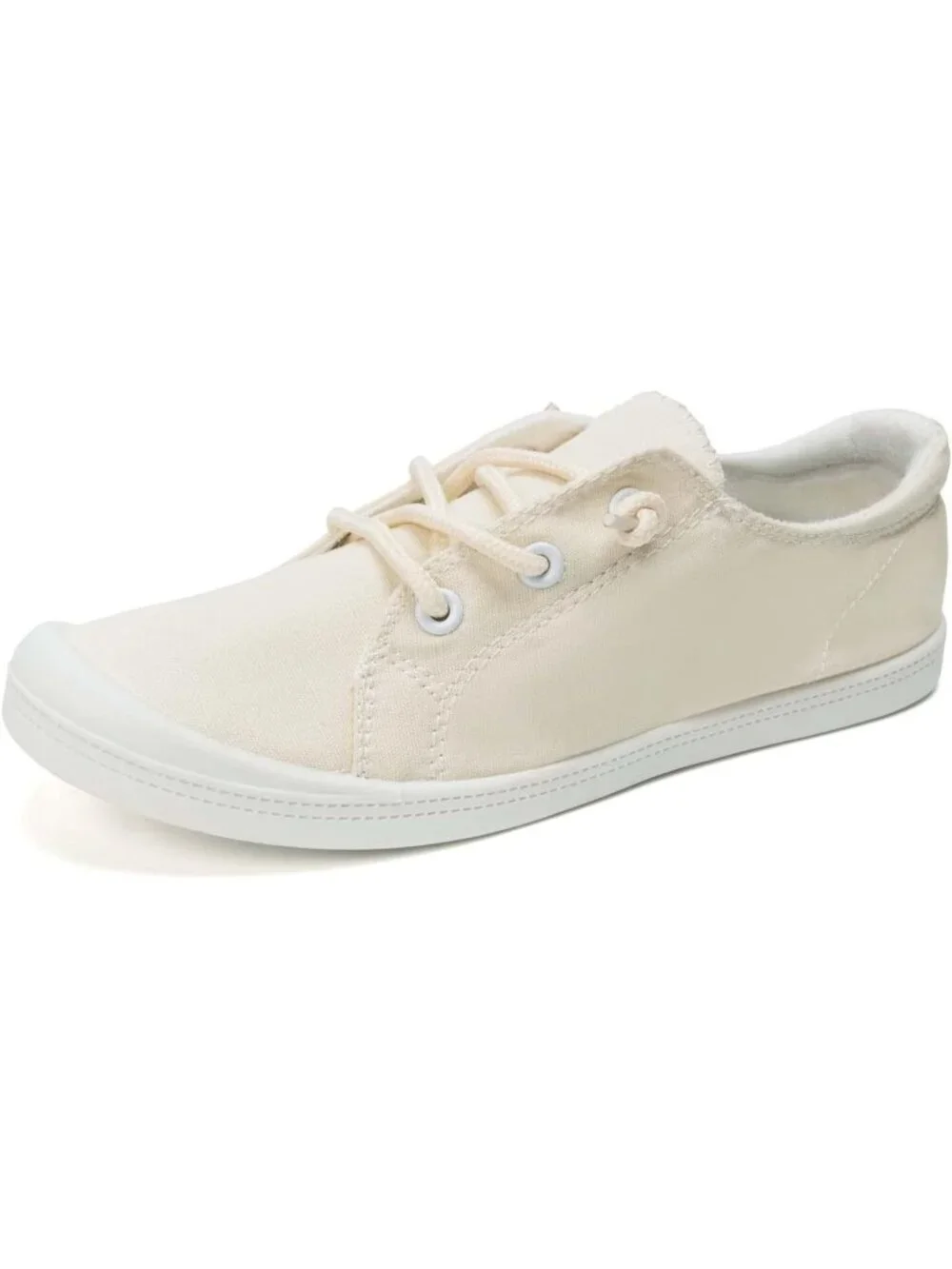 Women's Beige Comfortable Lace-Up Flat Breathable Walking Casual Sneakers